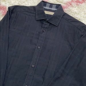 Burberry brit mens black checked long sleeve shirt